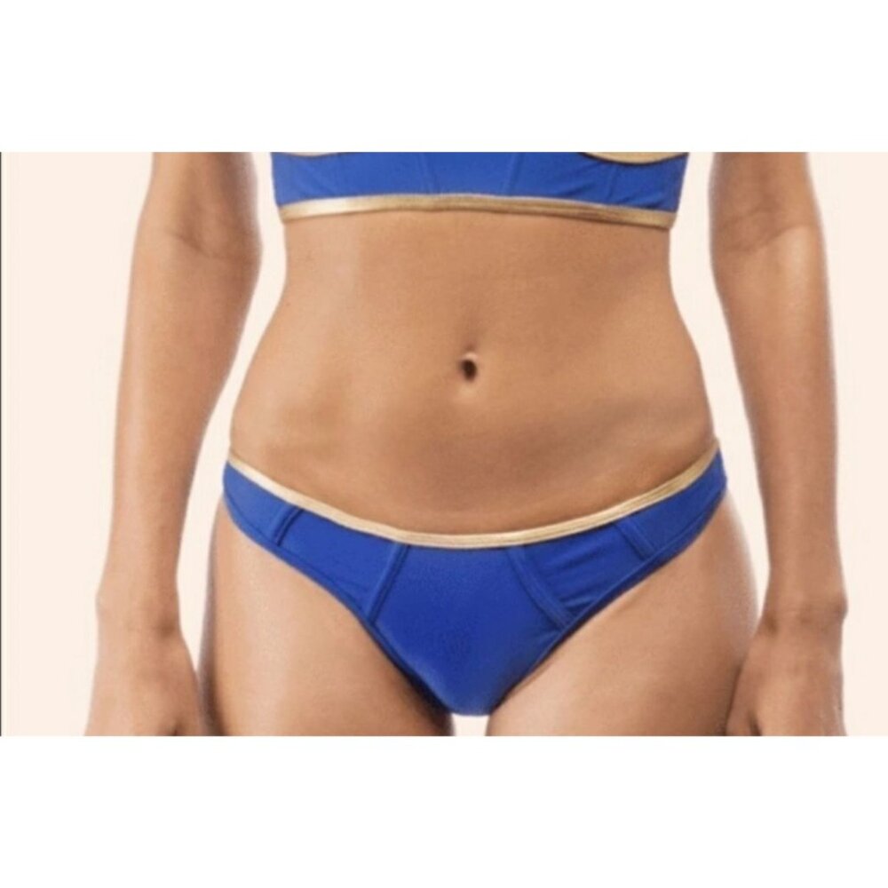 NWT‎ Andrea Iyamah Deshi Bikini Bottom Blue & Gold Swimwear Size M - Picture 3 of 9